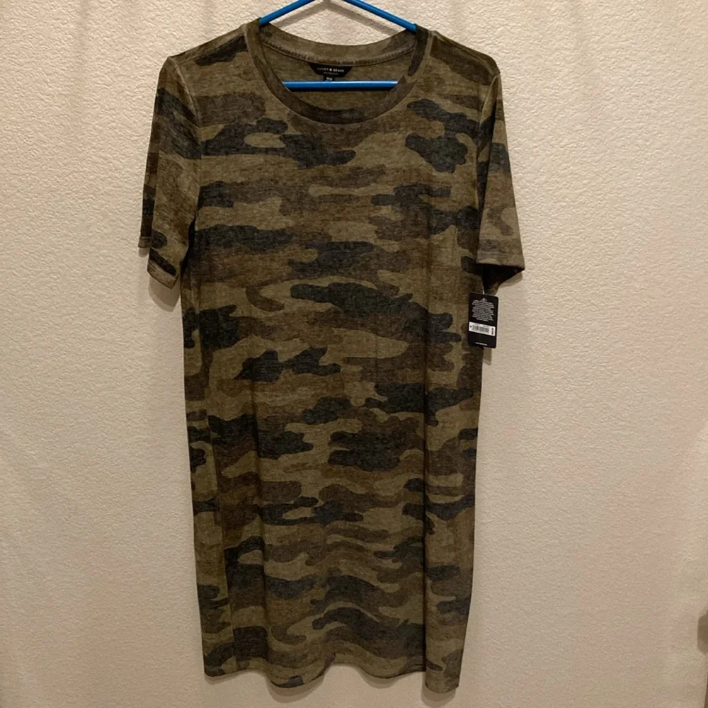 Lucky Brand Women's Short Sleeve Crew Neck Camo Summer Tee Shirt Dress - Picture 8 of 14